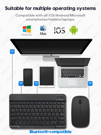 Безжична клавиатура за таблет за iPad Samsung Xiaomi Huawei Teclado Bluetooth-съвместима клавиатура и мишка за iOS Android Windows