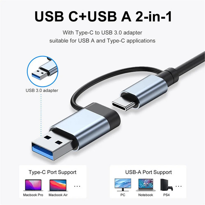 8 u 1 portovi USB A Tip C Hub Koncentrator Docking Station 3 0 Multi Adapter SD TF Card Reader Audio Multi-hub Dock Splitter PC