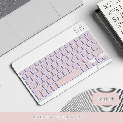 Bezvadu Bluetooth tastatūra Dažādu stilu planšetdatoriem Magnētiskā sūkšanas vadība Universāls septiņu krāsu fona apgaismojums