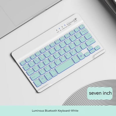 Bezvadu Bluetooth tastatūra Dažādu stilu planšetdatoriem Magnētiskā sūkšanas vadība Universāls septiņu krāsu fona apgaismojums