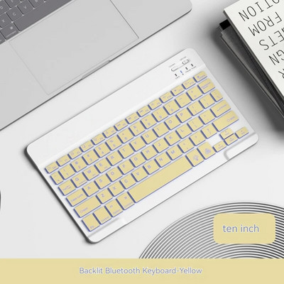 Bezvadu Bluetooth tastatūra Dažādu stilu planšetdatoriem Magnētiskā sūkšanas vadība Universāls septiņu krāsu fona apgaismojums