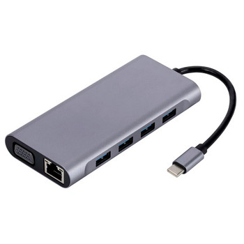 11 σε 1 USB Hub 3.0 Type-c Splitter σε USB Προσαρμογέας VGA Card Reader Πολλαπλές θύρες Dock Station USB για φορητό υπολογιστή MacBook Notebook