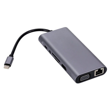 11 в 1 USB хъб 3.0 Type-c сплитер към USB адаптер VGA четец на карти Множество портове Докинг станция USB за лаптоп MacBook Notebook