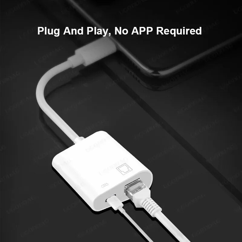 Κάρτα δικτύου Τύπος C σε Θύρα RJ45 PD Φόρτιση Προσαρμογέας Ethernet κινητού τηλεφώνου Σταθερή σύνδεση για Chromecast Google TV