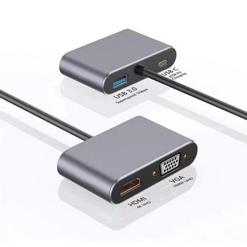 4K 30Hz Τύπος C σε HDMI Μετατροπέας προσαρμογέα USB C σε HDMI VGA PD, βάση σύνδεσης USB 3.0 για Macbook Samsung S20 Xiaomi Huawei