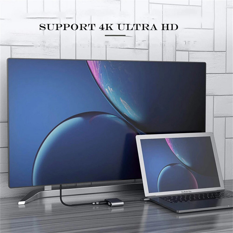 4K 30 Hz C tipa uz HDMI saderīgs USB C uz HDMI VGA PD adapteris pārveidotājs USB 3.0 HUB doks, kas paredzēts Macbook datoram Samsung S20 Xiaomi Huawei