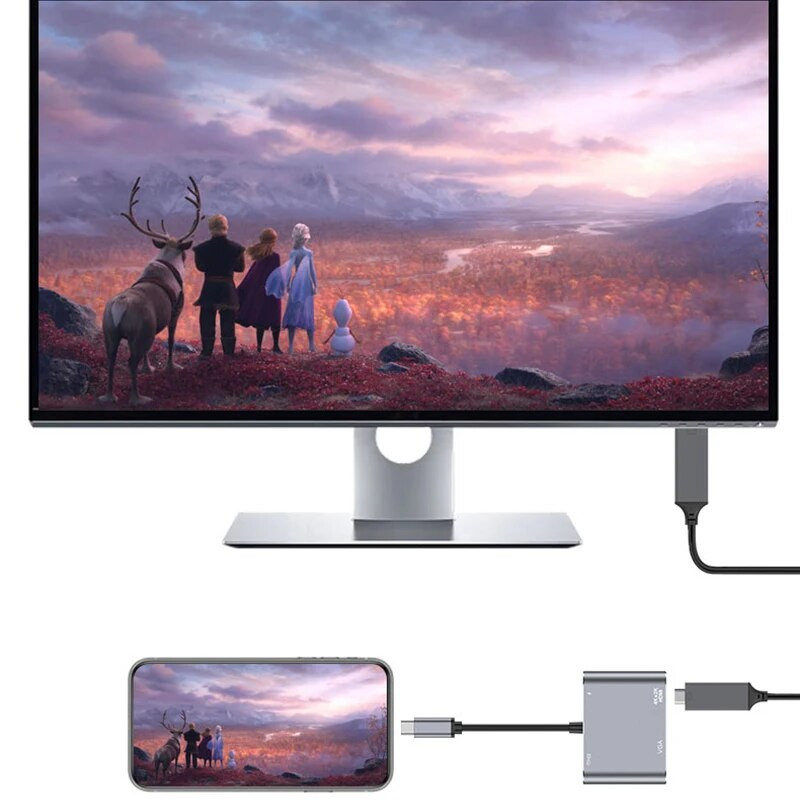 4K 30 Hz C tipa uz HDMI saderīgs USB C uz HDMI VGA PD adapteris pārveidotājs USB 3.0 HUB doks, kas paredzēts Macbook datoram Samsung S20 Xiaomi Huawei