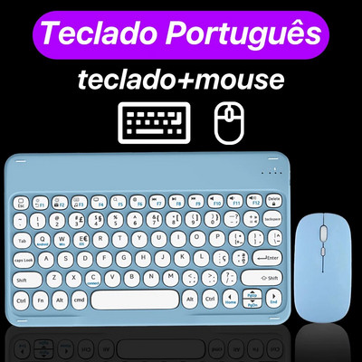 CASEPOKE apaļā taustiņa Bluetooth bezvadu tastatūra Android IOS Huawei Xiaomi planšetdatoram korejiešu krievu spāņu tastatūra un pele