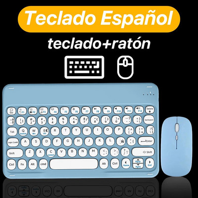 CASEPOKE apaļā taustiņa Bluetooth bezvadu tastatūra Android IOS Huawei Xiaomi planšetdatoram korejiešu krievu spāņu tastatūra un pele