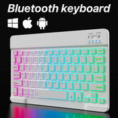 Tastatură și mouse Bluetooth cu iluminare din spate iluminate din spate pentru Ipad Teclado fără fir pentru dispozitive iOS Android Windows reîncărcabile de 10 inchi