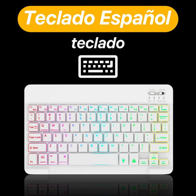 Tastatură și mouse Bluetooth cu iluminare din spate iluminate din spate pentru Ipad Teclado fără fir pentru dispozitive iOS Android Windows reîncărcabile de 10 inchi