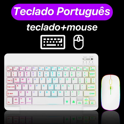 Tastatură și mouse Bluetooth cu iluminare din spate iluminate din spate pentru Ipad Teclado fără fir pentru dispozitive iOS Android Windows reîncărcabile de 10 inchi