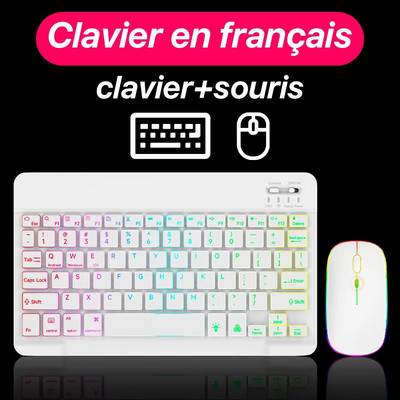 Tastatură și mouse Bluetooth cu iluminare din spate iluminate din spate pentru Ipad Teclado fără fir pentru dispozitive iOS Android Windows reîncărcabile de 10 inchi