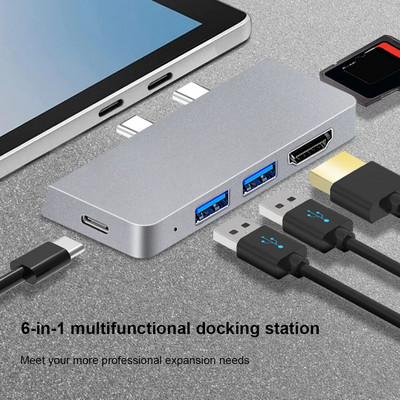 Docking Station Hub 4K Συμβατό USB 3.1 Gen 1 Hard Drive Docking Station Hard Disk Adapter for Surface Pro 4 5 6 7 8 X