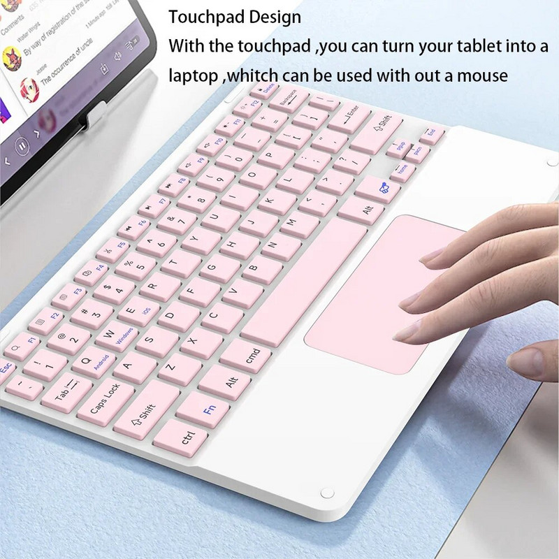 Bluetooth tastatūra un pele ar 10 collu skārienpaliktni Apple Samsung Huawei Xiaomi Tablet Teclado mobilajam tālrunim iPad Pro Mini