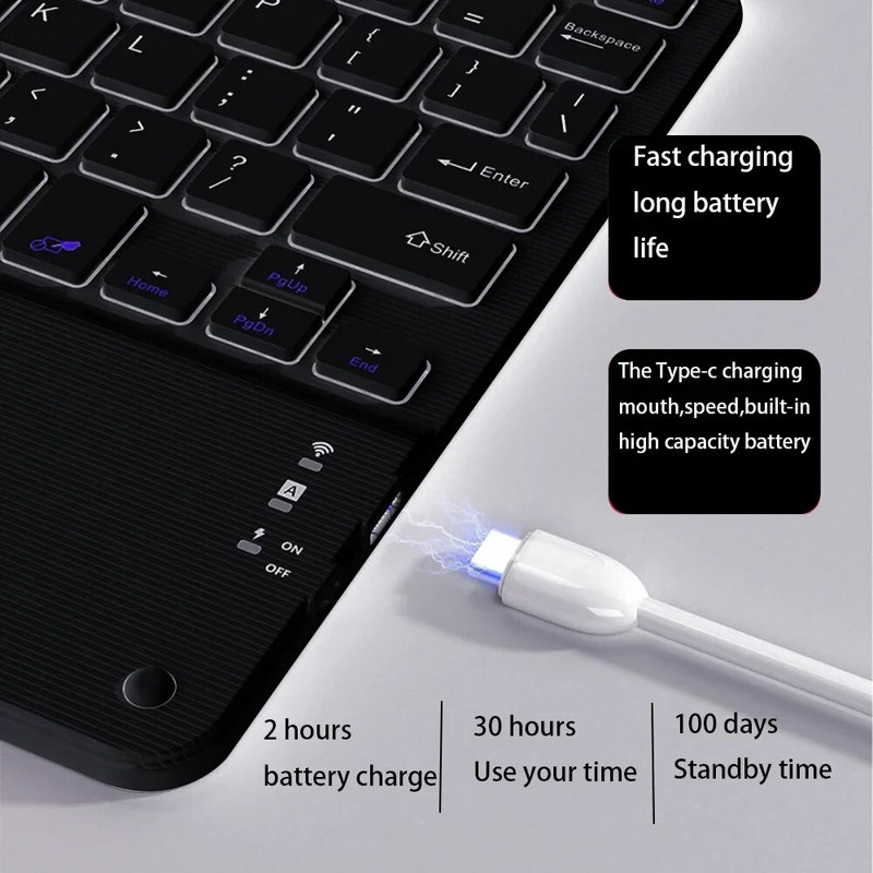Bluetooth tastatūra un pele ar 10 collu skārienpaliktni Apple Samsung Huawei Xiaomi Tablet Teclado mobilajam tālrunim iPad Pro Mini