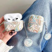 Husă cu model retro pentru AirPods Pro cu breloc husă de protecție pentru căști pentru Apple Airpods 2/3 Husă pentru căști AirPod Funda florală