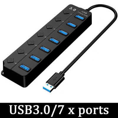 USB 3.0 Power Multiple USB Splitter Hub Adaptor Hub USB 4/7 porturi 2.0 USB Multiple Expander Switch 30CM Cablu Hub Stații de andocare