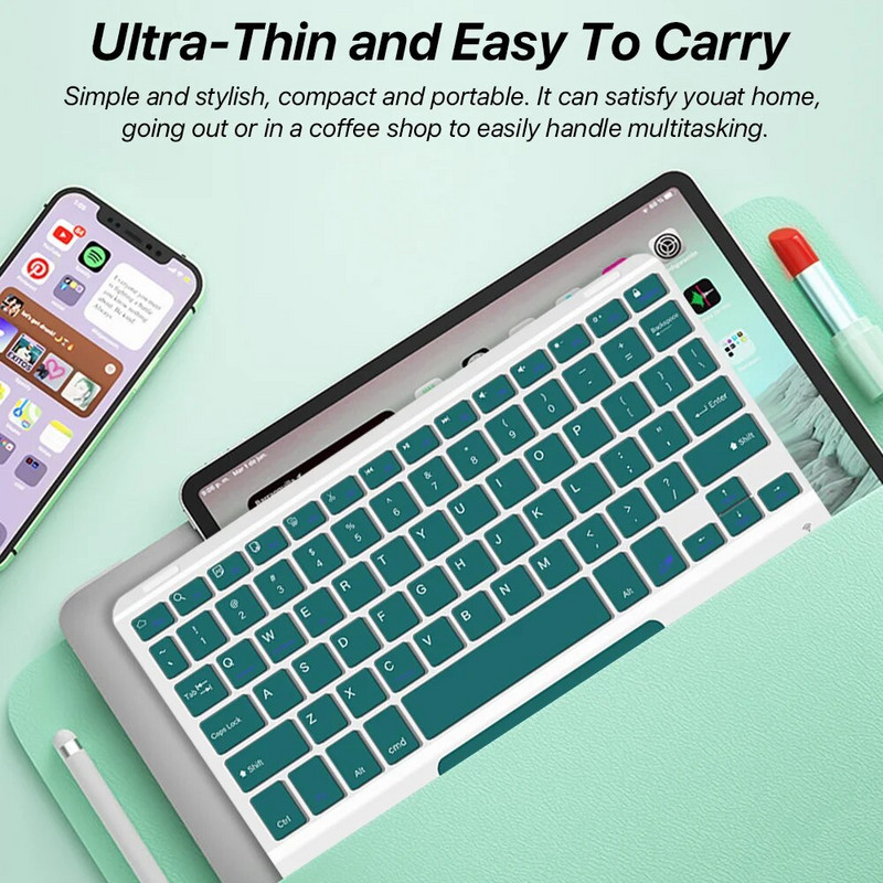 Bluetooth aizmugurgaismojuma tastatūra ar skārienpaliktni operētājsistēmai iOS Android Windows sistēma Vairākas krāsas un valoda Apple Huawei Samsung