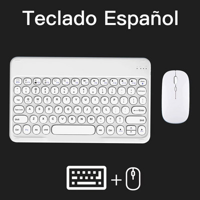 Tastatură și mouse fără fir Bluetooth pentru iPad IOS Android Windows Tastatură pentru tabletă cu spaniolă rusă portugheză franceză arabă