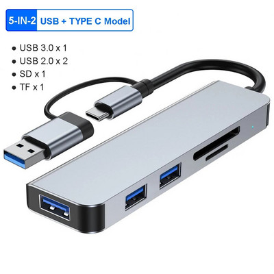 8 porturi USB 3.0 HUB USB C HUB Stație de andocare Adaptor OTG 5Gpbs de mare viteză USB 3.0 2.0 Splitter 3.5 Audio pentru Macbook Pro Air