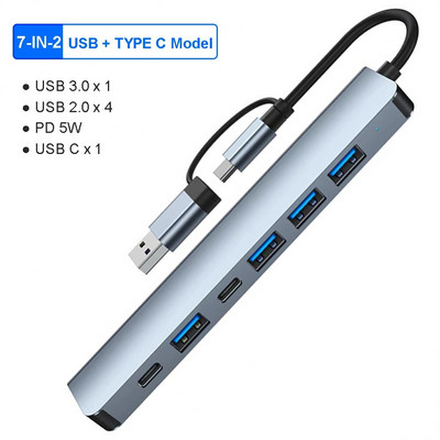 8 porturi USB 3.0 HUB USB C HUB Stație de andocare Adaptor OTG 5Gpbs de mare viteză USB 3.0 2.0 Splitter 3.5 Audio pentru Macbook Pro Air