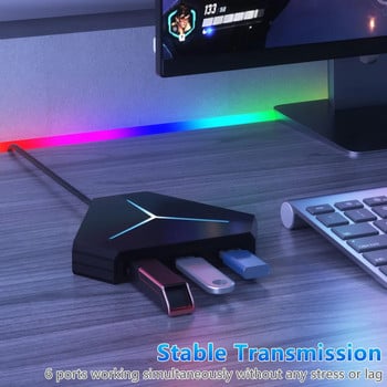 USB хъб с 11 високоскоростни порта Четец на TF/SD карти USB 3.0 Интерфейс за слушалки/микрофон за лаптоп Компютърни аксесоари