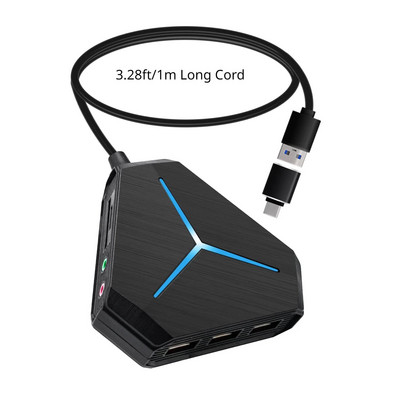 USB centrmezgls ar 11 ātrgaitas pieslēgvietām TF/SD karšu lasītājs USB 3.0 austiņu/mikrofona interfeiss klēpjdatora datora piederumiem