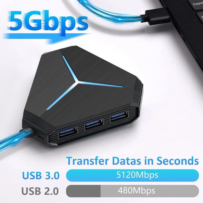 USB centrmezgls ar 11 ātrgaitas pieslēgvietām TF/SD karšu lasītājs USB 3.0 austiņu/mikrofona interfeiss klēpjdatora datora piederumiem