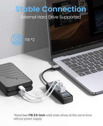 ORICO 4 порта USB 3.0 HUB 5Gbps High Speed Multi Type C Splitter Ultra-Slim OTG Adapter For PC Компютърни аксесоари Macbook Pro