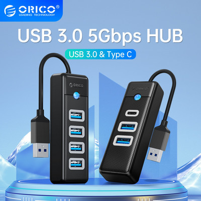 ORICO 4 порта USB 3.0 HUB 5Gbps High Speed Multi Type C Splitter Ultra-Slim OTG Adapter For PC Компютърни аксесоари Macbook Pro