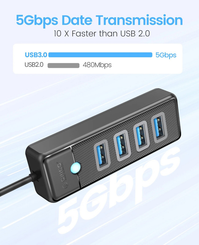 ORICO 4 pordiga USB 3.0 jaotur 5Gbps kiire mitme C-tüüpi splitter üliõhuke OTG-adapter PC-arvutitarvikute jaoks Macbook Pro