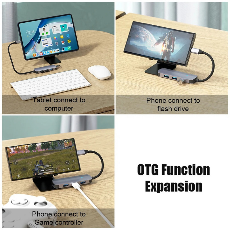 USB 3.0 4 portu centrmezgla OTG adapteris 5Gpbs liela ātruma USB 3.0 2.0 sadalītājs Lenovo Xiaomi Macbook Pro Air datora datora piederumiem