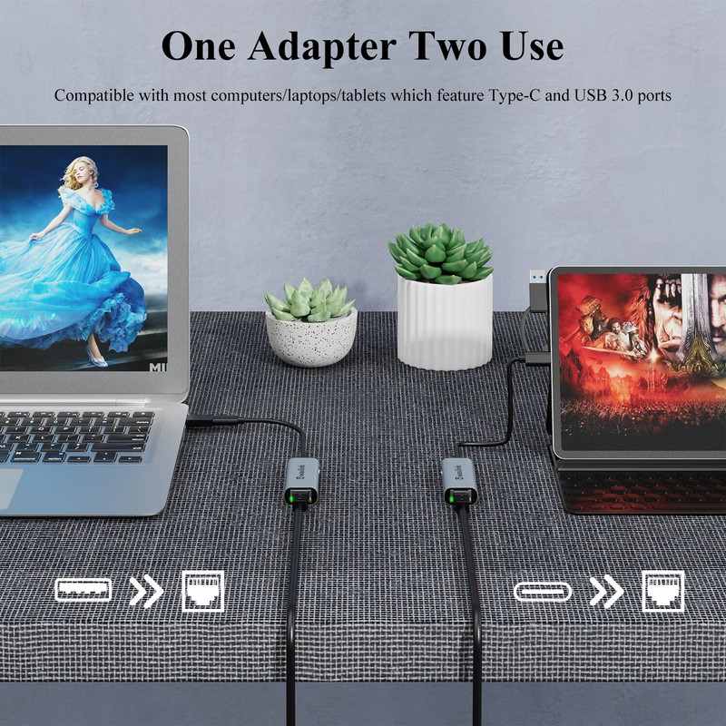 Wavlink 2500Mbps USB C 2.5G väline Ethernet Gigabit Adapter Type C ja võrgukaart RJ45 LAN 2.5Gbps USB 3.0 Converter Sülearvuti