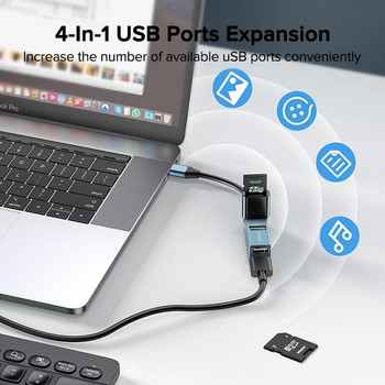 QOOVI USB C HUB 4 порта USB Type C към USB 3.0 HUB Splitter USB-C Adapter Dock за Macbook Pro iPad Surface Samsung S21 Xiaomi