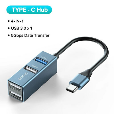 QOOVI USB C HUB 4 Θύρες USB Type C σε USB 3.0 HUB Splitter USB-C Adapter Dock για Macbook Pro iPad Surface Samsung S21 Xiaomi