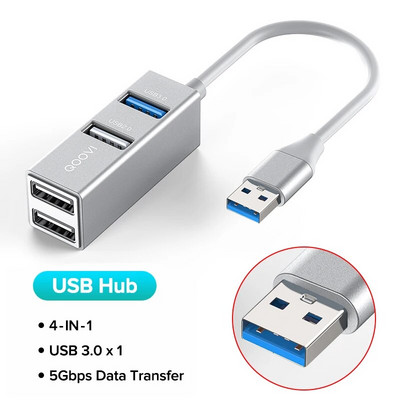 QOOVI USB C HUB 4 Θύρες USB Type C σε USB 3.0 HUB Splitter USB-C Adapter Dock για Macbook Pro iPad Surface Samsung S21 Xiaomi