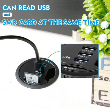 USB 3.0 ХЪБ Адаптер Монтаж за зареждане Настолен 3/4-портов USB 3.0 Хъб с външен стерео звуков адаптер Комбиниран четец на SD карти