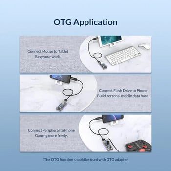 ORICO διαφανής σειρά USB HUB Multi 4 7 Port High Speed Splitter USB3.0 with Micro USB Power Port for Laptop PC Adapter OTG