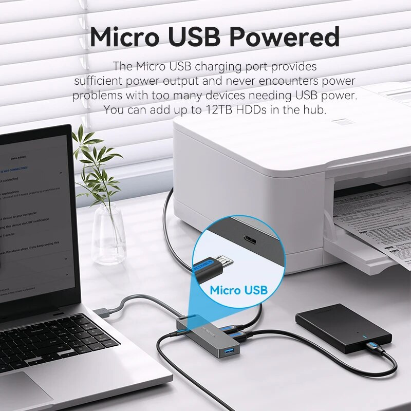 Vention USB C centrmezgls, ātrgaitas 4 porti, vairāku veidu C uz USB 3.0 centrmezgla sadalītāja adapteris MacBook Pro iPad Pro Xiaomi Lenovo USB centrmezglam