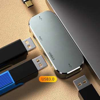 Τροφοδοτημένος τύπος C σε USB TypeC σε υποδοχή 3,5mm USBC PD Τύπος C σε μετατροπέα HDMI Διαχωριστής Διανομέας Σταθμός σύνδεσης για MacBook