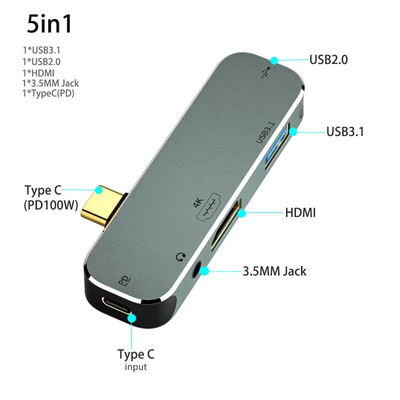 Powered Type C to USB TypeC to 3.5MM Jack USBC PD Type-C to HDMI adapter Converter Hub Splitter Docking Station for MacBook