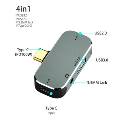 Alimentat tip C la USB TypeC la mufă de 3,5 MM USBC PD Adaptor tip C la HDMI Convertor Hub Splitter Stație de andocare pentru MacBook
