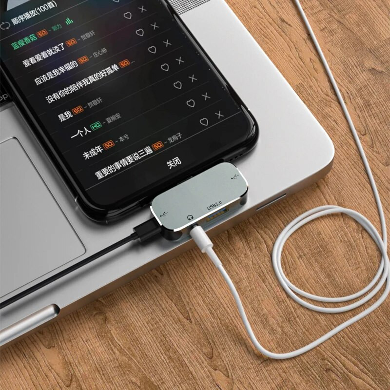 Τροφοδοτημένος τύπος C σε USB TypeC σε υποδοχή 3,5mm USBC PD Τύπος C σε μετατροπέα HDMI Διαχωριστής Διανομέας Σταθμός σύνδεσης για MacBook