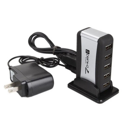 Pārnēsājams ES US spraudnis, liela ātruma 7 portu centrmezgls, USB kabeļa adapteris, USB lādētājs ar maiņstrāvas barošanu, datora perifērijas ierīces, USB 2.0 HUB