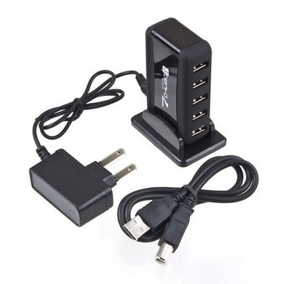 Pārnēsājams ES US spraudnis, liela ātruma 7 portu centrmezgls, USB kabeļa adapteris, USB lādētājs ar maiņstrāvas barošanu, datora perifērijas ierīces, USB 2.0 HUB