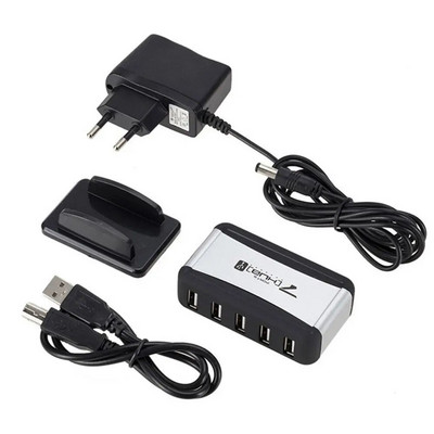 Pārnēsājams ES US spraudnis, liela ātruma 7 portu centrmezgls, USB kabeļa adapteris, USB lādētājs ar maiņstrāvas barošanu, datora perifērijas ierīces, USB 2.0 HUB