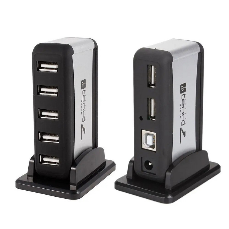 Pārnēsājams ES US spraudnis, liela ātruma 7 portu centrmezgls, USB kabeļa adapteris, USB lādētājs ar maiņstrāvas barošanu, datora perifērijas ierīces, USB 2.0 HUB