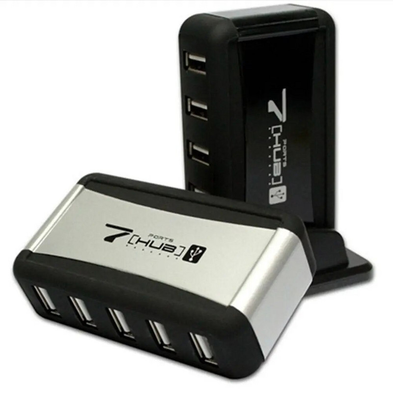 Pārnēsājams ES US spraudnis, liela ātruma 7 portu centrmezgls, USB kabeļa adapteris, USB lādētājs ar maiņstrāvas barošanu, datora perifērijas ierīces, USB 2.0 HUB