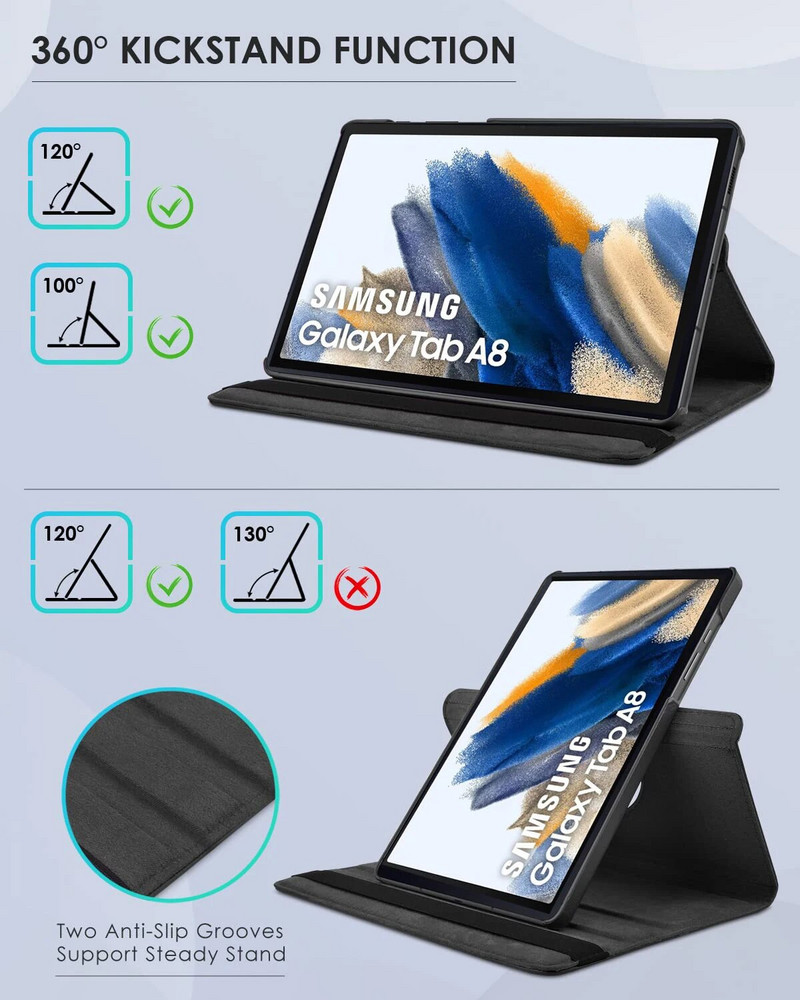 Futrola za Samsung Galaxy Tab A8 10.5" 2021 SM-X200/X205 Ultra tanka PU kožna maska Sleep Wake Funkcija 360 Rotating Stand Case